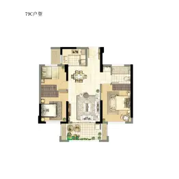 世茂云樽3室2厅1厨1卫建面79.0㎡
