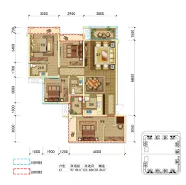 乐基国际社区4室2厅1厨2卫建面84.54㎡