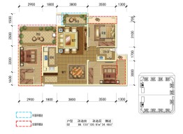 乐基国际社区3室2厅1厨1卫建面86.13㎡