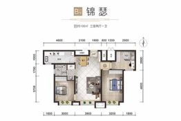 万科·锦荟里3室2厅1厨1卫建面105.00㎡