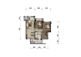 朗基香樾府2室2厅1厨1卫建面85.00㎡