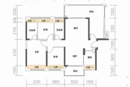 润金名苑3室2厅1厨2卫建面109.00㎡