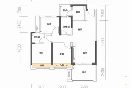 润金名苑2室2厅1厨2卫建面91.00㎡