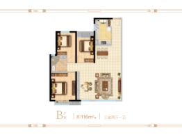 富力天禧城3室2厅1厨1卫建面116.00㎡