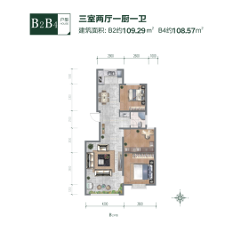 恒昌首府3室2厅1厨1卫建面108.57㎡