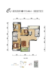 恒华揽悦3室2厅1厨2卫建面111.44㎡