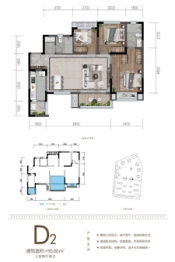 融创璟凌溪3室2厅1厨2卫建面95.00㎡