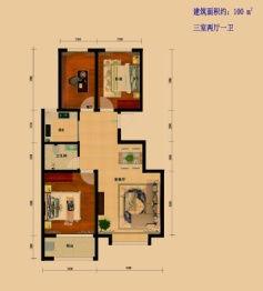 育龙湾小区3室2厅1厨1卫建面100.00㎡