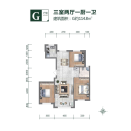 恒昌华府3室2厅1厨1卫建面114.80㎡