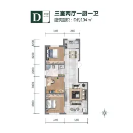 恒昌华府3室2厅1厨1卫建面104.00㎡