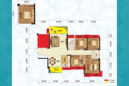 雁城国际公馆4室2厅1厨2卫建面135.0㎡