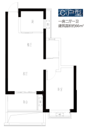 定海湾度假城1室2厅1厨1卫建面66.00㎡