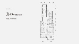 富力西柏水镇2室2厅1厨1卫建面83.00㎡