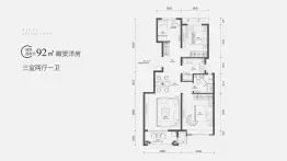 富力西柏水镇3室2厅1厨1卫建面92.00㎡