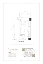 绿地铂派公寓1室1厅1厨1卫建面43.00㎡