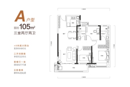 中建壹品宏泰·阅江府3室2厅1厨2卫建面105.00㎡