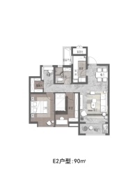 林凯溢金湾2室2厅1厨1卫建面90.00㎡