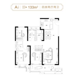 居然悦隽大都会4室2厅1厨2卫建面133.0㎡