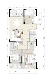 万达同心湾3室2厅1厨2卫建面110.00㎡