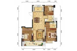 爱仕达·凤凰君庭3室2厅1厨2卫建面124.89㎡