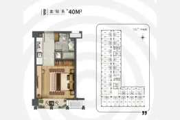 青阳·壹号公寓1室1厨1卫建面40.00㎡