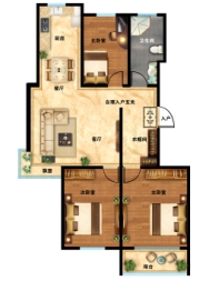 职教家园3室2厅1厨1卫建面104.98㎡