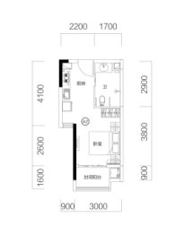 中建·凤栖台1室1厨1卫建面37.09㎡