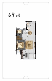 融信·澜天2室1厅1厨1卫建面69.00㎡