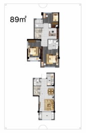 融信·澜天3室2厅1厨2卫建面89.00㎡