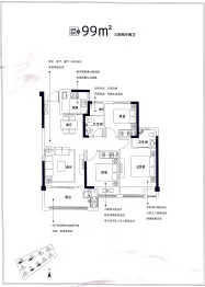 中辉御龙湾3室2厅1厨2卫建面99.00㎡