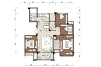 华泰荣御1-7号楼6C户型 4房2厅2卫 建面约132㎡-136㎡