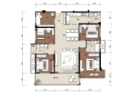 华泰荣御13#楼03户型4房2厅2卫 建面约146㎡