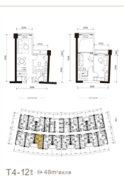 鸿翔·芮丽3室1厅1厨1卫建面48.00㎡