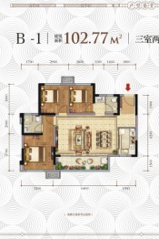 金科领地悦江庭3室2厅1厨2卫建面102.77㎡