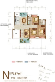 桃源东方明珠3室2厅1厨2卫建面137.00㎡