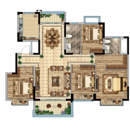 六安恒大御湖庄园4室2厅1厨2卫建面1.0㎡