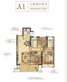 珑樾府3室2厅1厨2卫建面107.00㎡