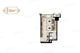 红星爱琴海龙城汇1室1厨1卫建面33.00㎡