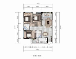 时代中央3室2厅1厨2卫建面109.30㎡