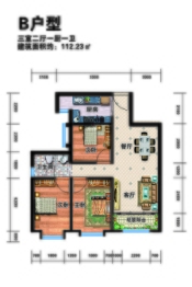 兰雅亲河湾3室2厅1厨1卫建面112.23㎡