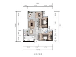 时代中央2室2厅1厨1卫建面85.59㎡