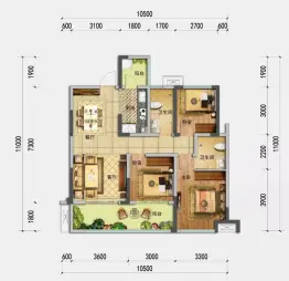 置信·剑桥城3室2厅1厨2卫建面98.81㎡