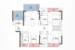 上坤翰林湖壹号3室2厅1厨2卫建面89.00㎡