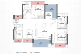 上坤翰林湖壹号3室2厅1厨2卫建面89.00㎡