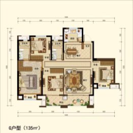 世茂东望4室2厅1厨2卫建面135.00㎡