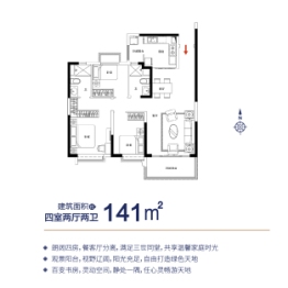 新沂恒大珺睿府4室2厅1厨2卫建面141.00㎡