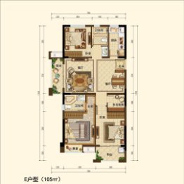 世茂东望3室2厅1厨2卫建面105.00㎡