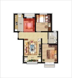 长城家园·幸福玖里2室2厅1厨1卫建面89.00㎡