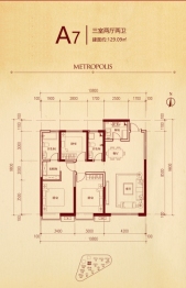 东煜广场3室2厅1厨2卫建面129.09㎡