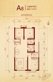 东煜广场3室2厅1厨2卫建面128.08㎡